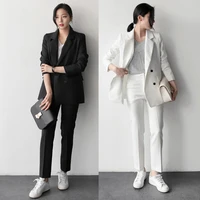 work fashion pant suits 2 piece set for women striped blazer jacket trouser office suit lady formal