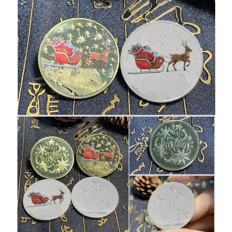 2020 цветные рождественские памятные монеты с санта клаусом сувенир коллекционное