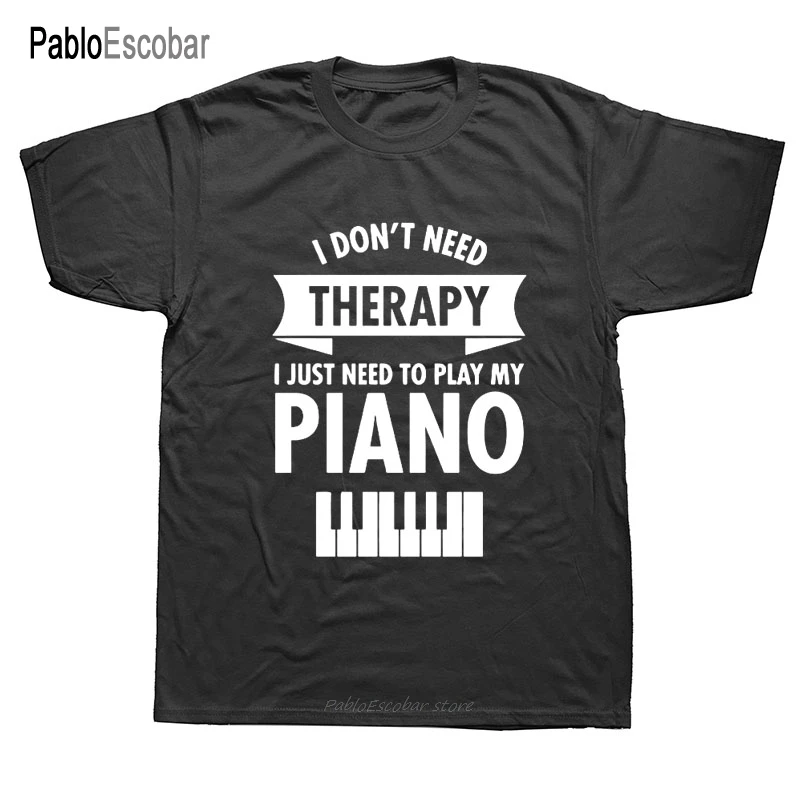 Футболка мужская с принтом Я не нуждаюсь в терапии и пианино|Мужские футболки| |