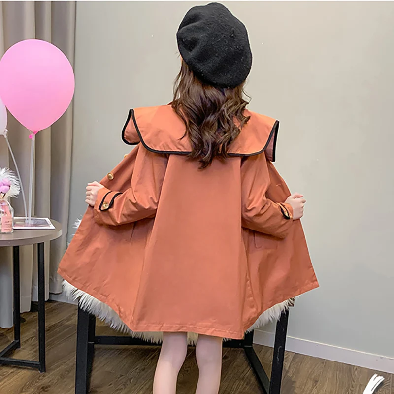 

Spring and autumn fashion girl's windbreaker young girl's windbreaker jacket variety fashion girl's bow middle long windbreaker