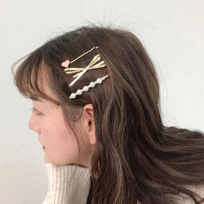 3 шт./компл. жемчужные бусины металлическая заколка для волос женщин невидимка