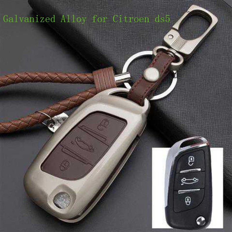 

new pattern Car Key Case Key Chain Bag Galvanized Alloy for Citroen ds5 2018 2019
