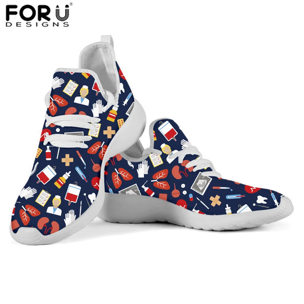 FORUDESIGNS/Женские повседневные кроссовки; Милые медицинские инструменты; стоматологический принт; женская трикотажная обувь на платформе; Черная пятница; scarpe donna - Цвет: HMF785Z61