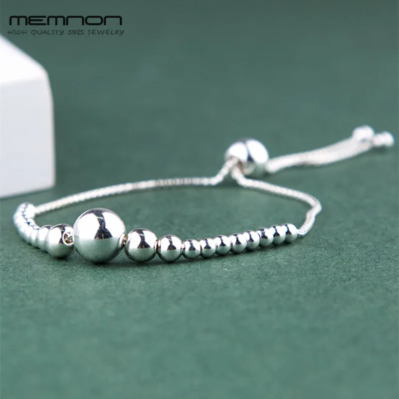 

Sterling-Silver-Jewelry String of Beads Sliding Bracelet 925 Sterling Silver Chain Charm Bracelets For Women Jewelry DIY Making