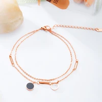 2021 trendy roman numeral circle titanium steel anklets for women korean luxury beach woman anklets fashion women jewelry gifts