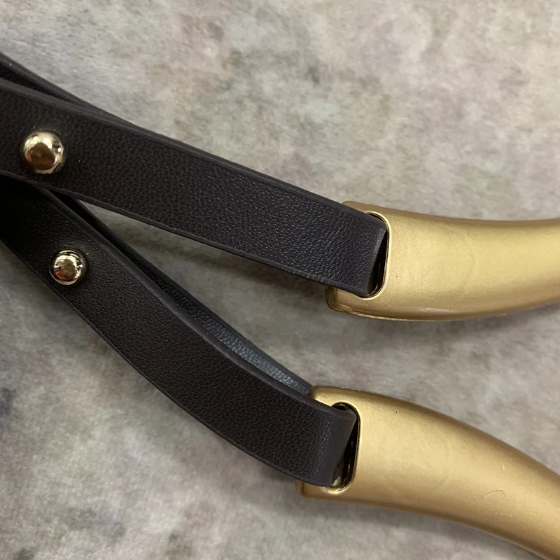 Luxury Leather Belts For Women High Quality Irregular Tuba Horse's Hoof shape Metal Buckle Fashion Double Waist Belt Accessories