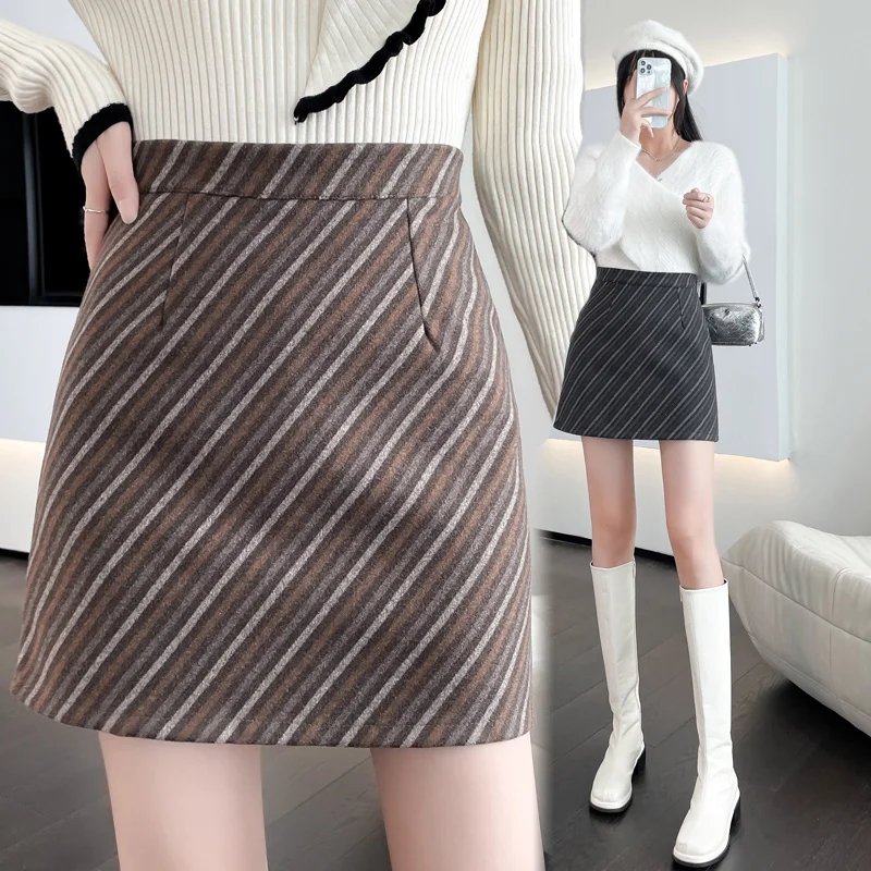 

Женская мини-юбка в полоску, с высокой талией, на осень/зиму