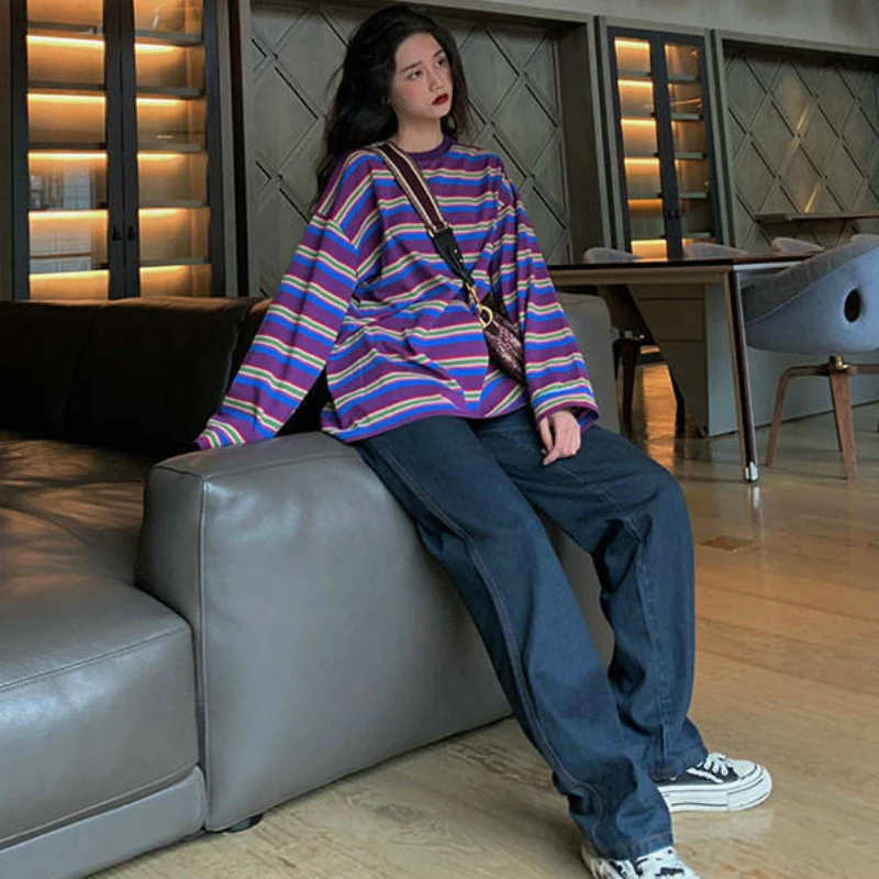 

Jeans Women High Waist Solid Denim Loose Long Wide Leg Ins Retro Womens Korean Style Ulzzang Harajuku Female Streetwear Trendy