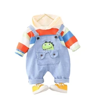 spring autumn children cartoon clothes baby boys girls striped hoodies pants 2pcssets kids toddler clothing infant sportswear