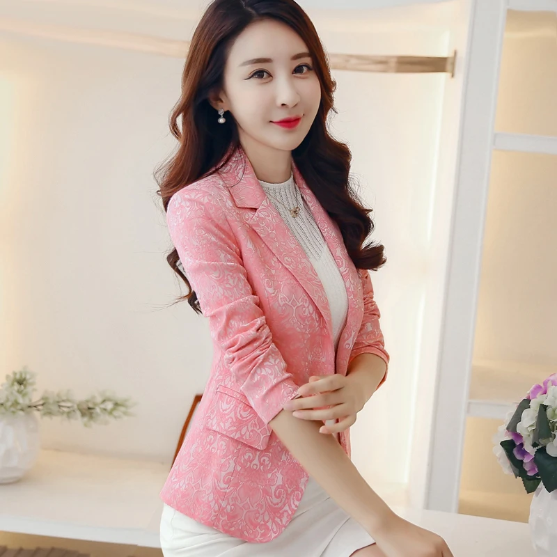 

2021 spring new women's jacket jacquard short suit women's Korean suit slim temperament women's top one button