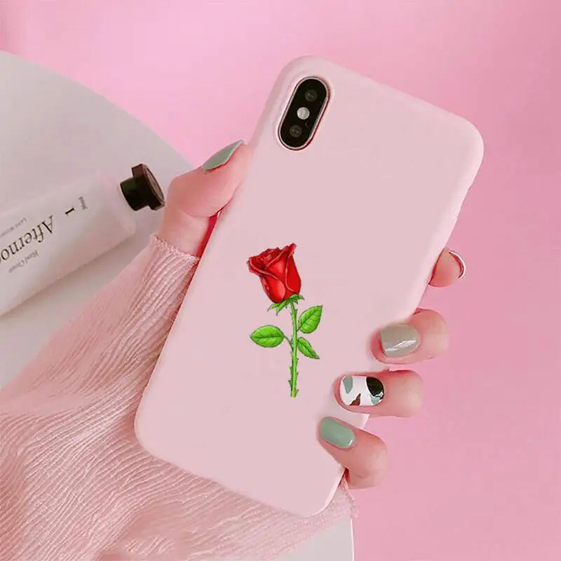 

Daisy flower rose painting Phone Case Candy Color for iPhone 6 7 8 11 12 s mini pro X XS XR MAX Plus