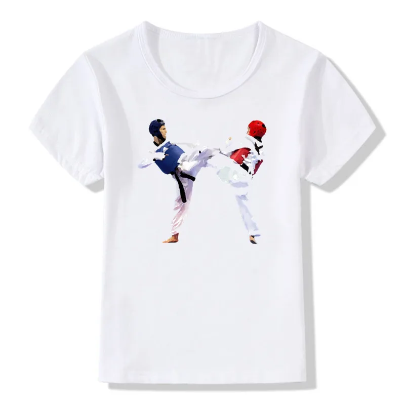 2020 детская модная футболка с принтом тхэквондо круглым вырезом и коротким