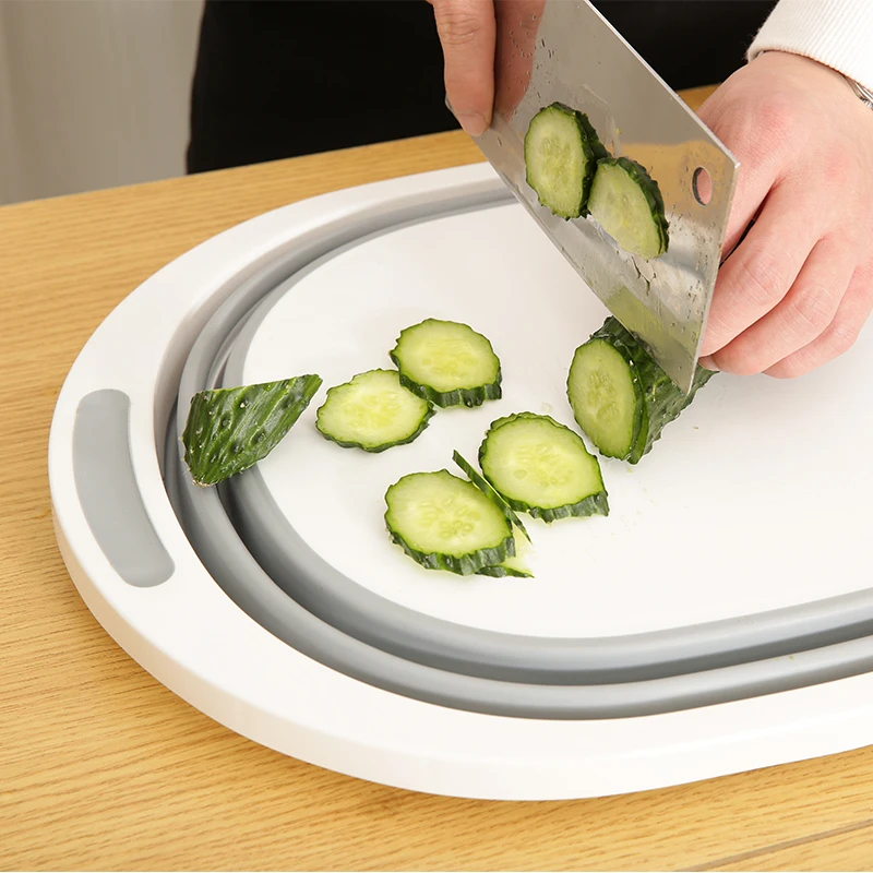 Folding Chopping Board Collapsible Cutting Kitchen Washable Basin with Drain Stand Organizer |