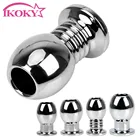 Анальная пробка IKOKY, анальная клизма, расширитель простаты, массажер, подглядывающая вагинальная металлическая игрушка для женщин, мужчин, геев