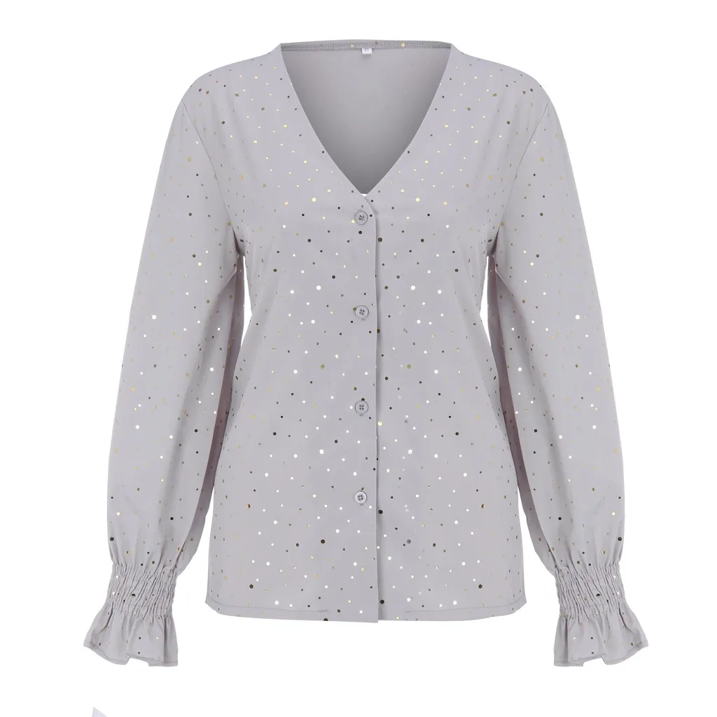 Женские повседневные свободные рубашки с длинным рукавом и глубоким v-образным