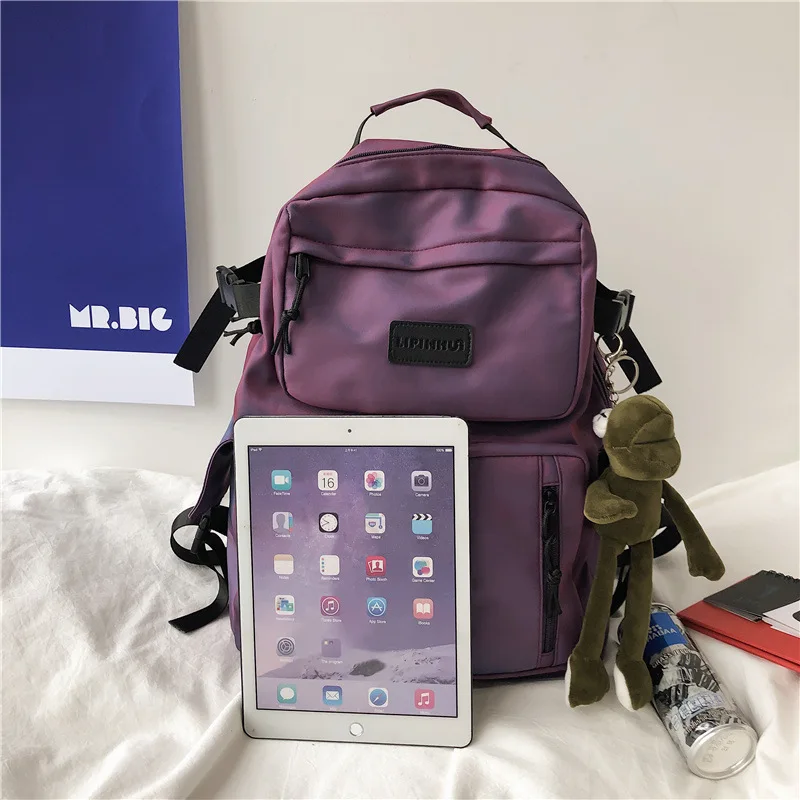 Модный Блестящий школьный ранец для женщин яркая Простая цветная сумочка на двух