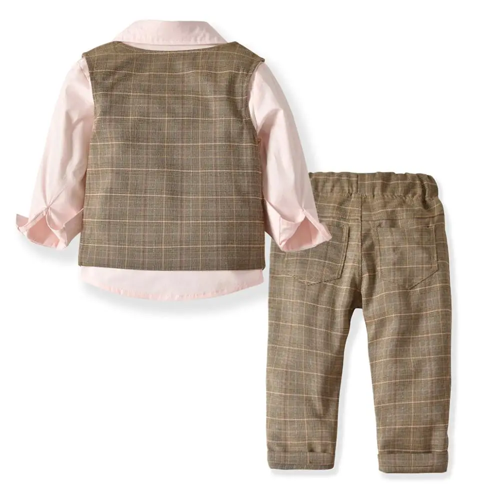 Комплекты одежды для маленьких мальчиков одежда джентльмена Хлопковая