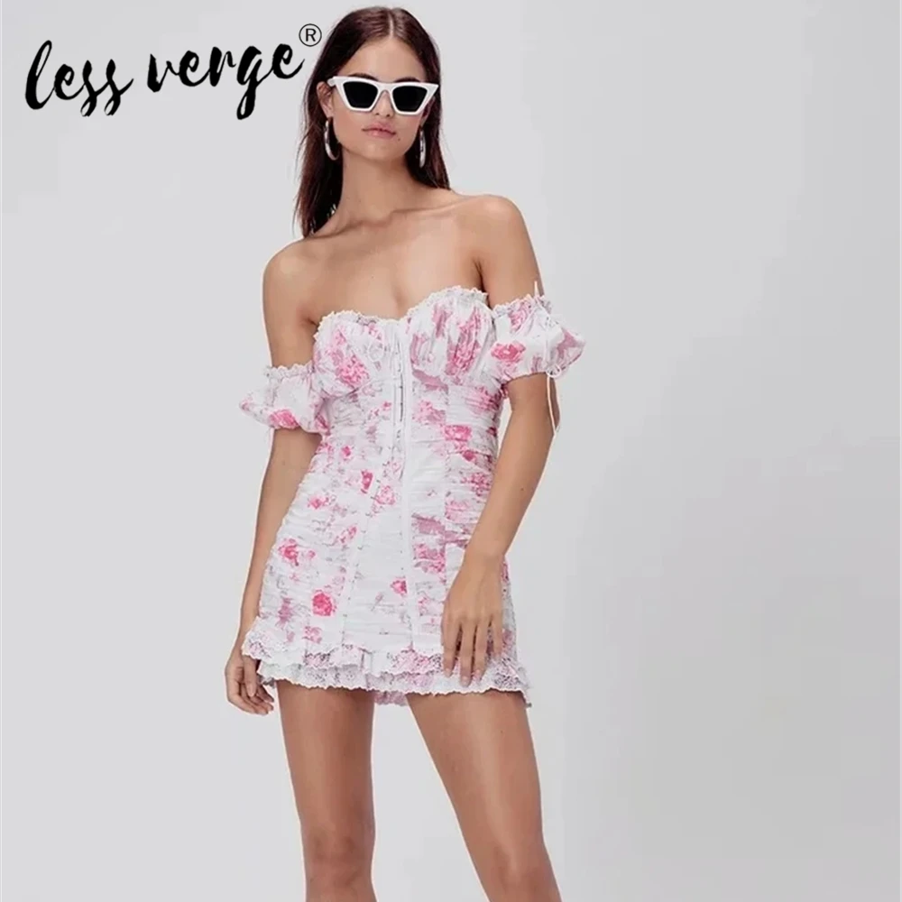 Новое модное женское мини платье Lessverge винтажное с цветочным принтом и открытыми