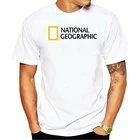 Мужская хлопковая футболка, белая футболка с круглым вырезом и логотипом National Geographic, размеры от S до 3XL, для отдыха, 2020