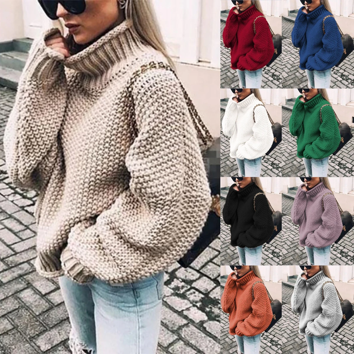

2021 Winter and Autumn Women Fashion Long Sleeve Warm Sweater Casual Round Neck Pullovers Women Sweater
