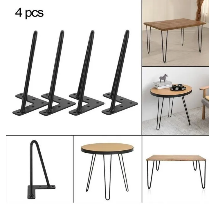 

4 Pack DIY 11.8 Inch Black Furniture Legs Cabinet Cupboard Metal Table Legs HWC