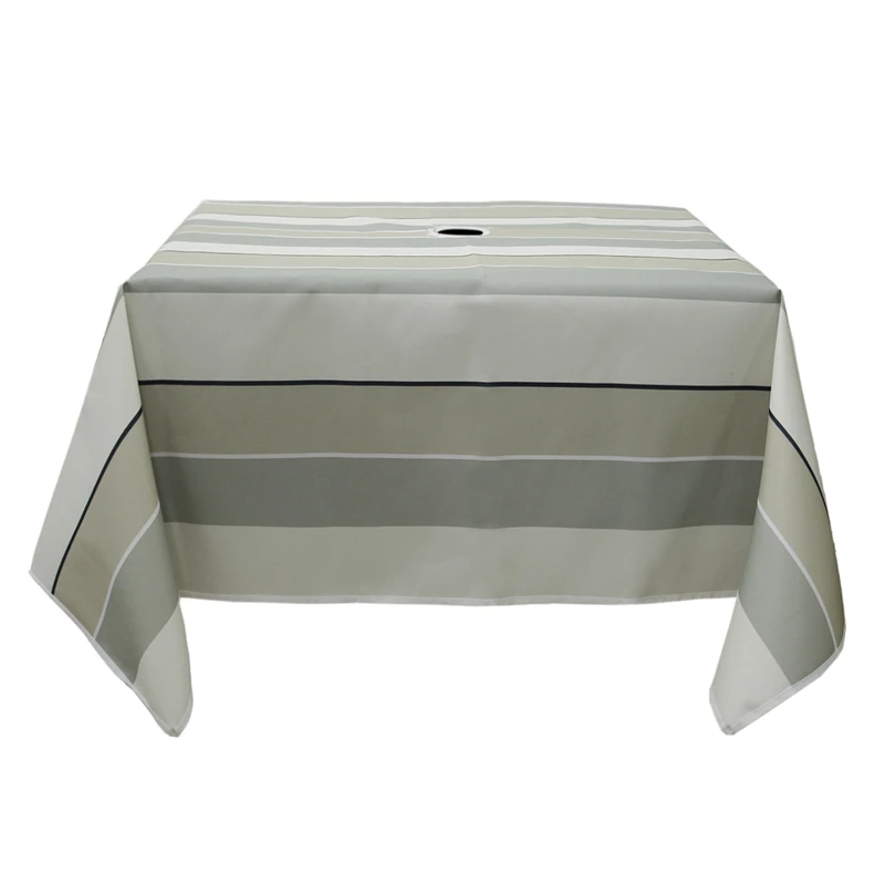 

Outdoor Round Table Cloth with Umbrella Hole Zipper Water Repellent Striped Table Cloth Terrace Garden Table Decor Storage Bag