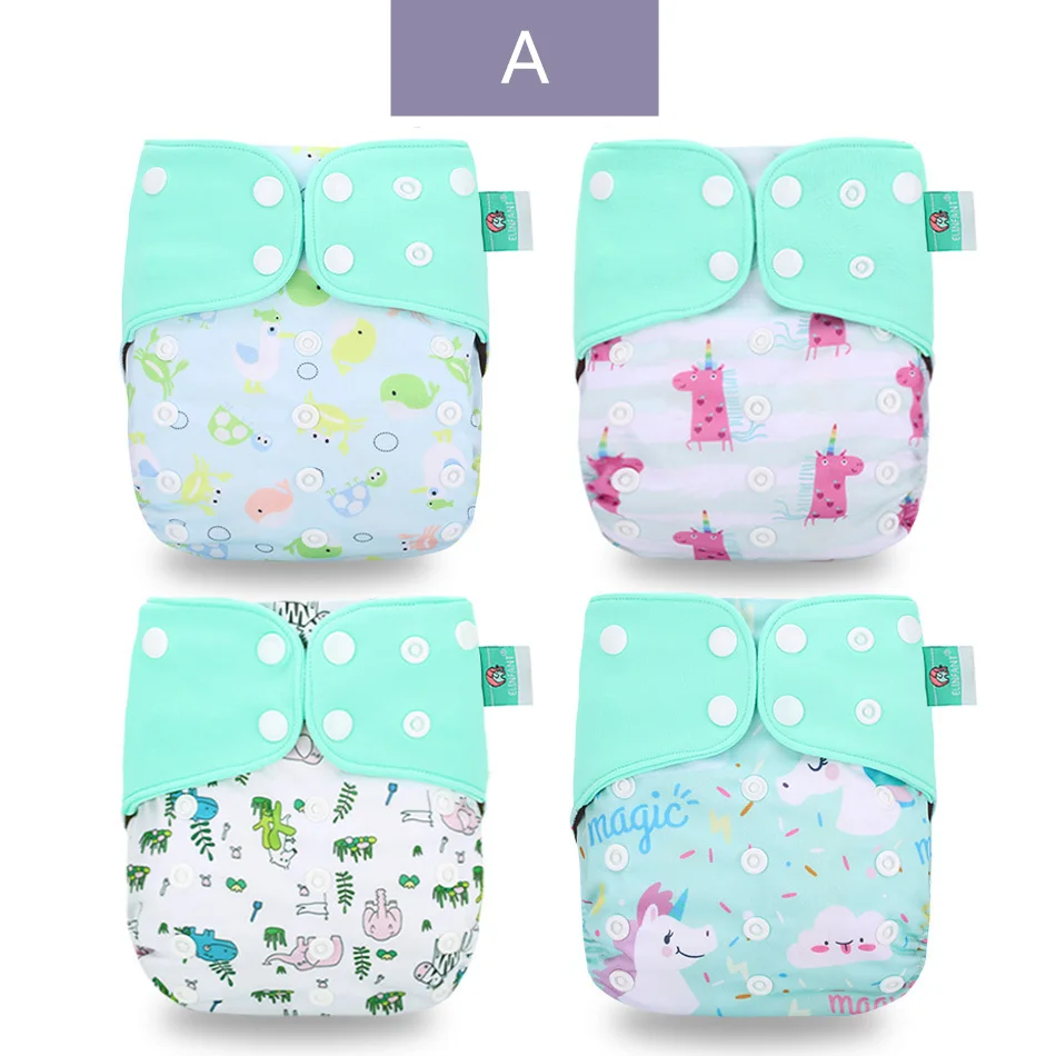 ES060-A-clothdiaper Elinfant Эко-дружественных пеленки 4 шт./компл. моющиеся кофе сетчатая ткань с ромбовидным узором регулируемые подгузники многоразовые тканевые подгузники с карманами - Цвет: ES060-A-clothdiaper