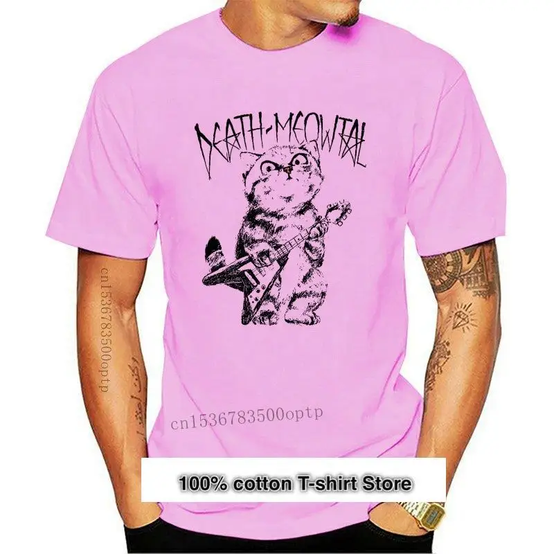 

Camiseta blanca унисекс de DEATH MEOWTAL Cat ROCK DEATH METAL BMT612, nueva