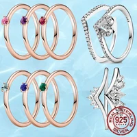 new 2021 valentines day cool hues solitaire ring stack zircon jewellery 925 sterling silver rings women ring
