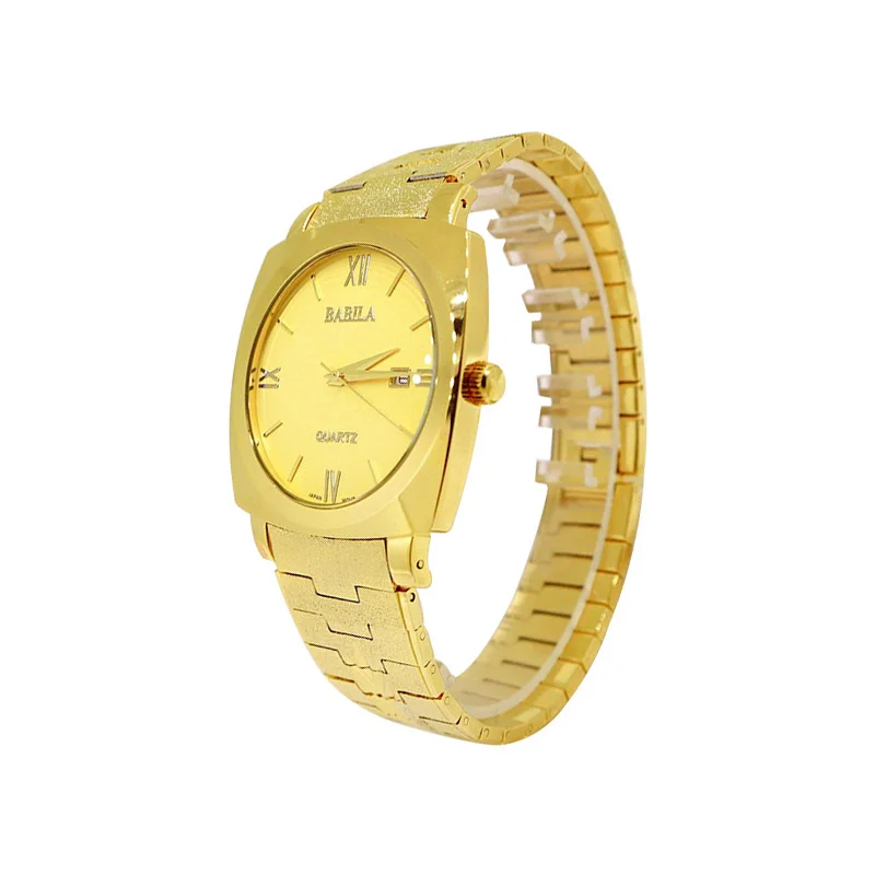 

Watch men's gold placer Vietnam personality Square Watch ultra thin waterproof watch casual business frosted steel belt quartz