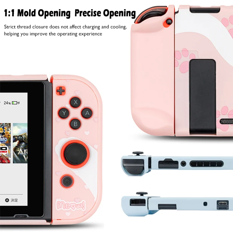 Чехол для Nintendo Switch с милым котиком полное покрытие чехол контроллера Joy Con Жесткий