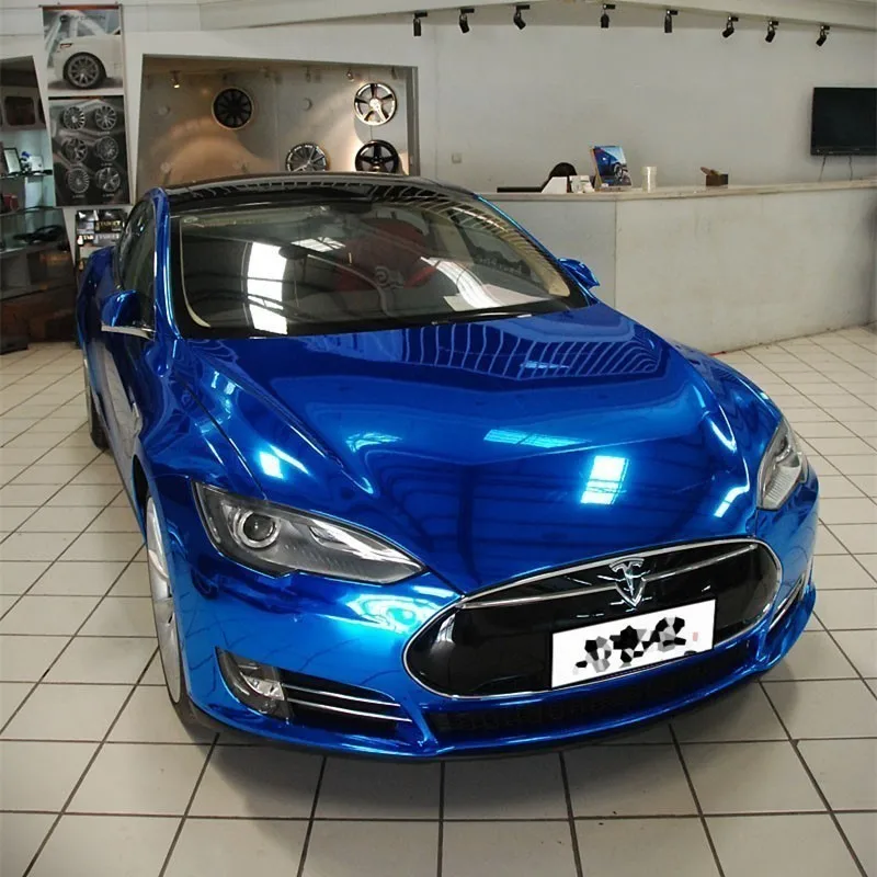 Гибкая Глянцевая хромированная зеркальная виниловая пленка красная синяя для