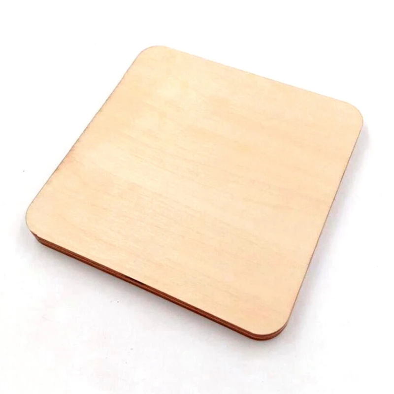 

Natural Square Shape Wood Chips DIY Wooden Craft Ornament Wedding Party Home Decoration Protection Decorative Board