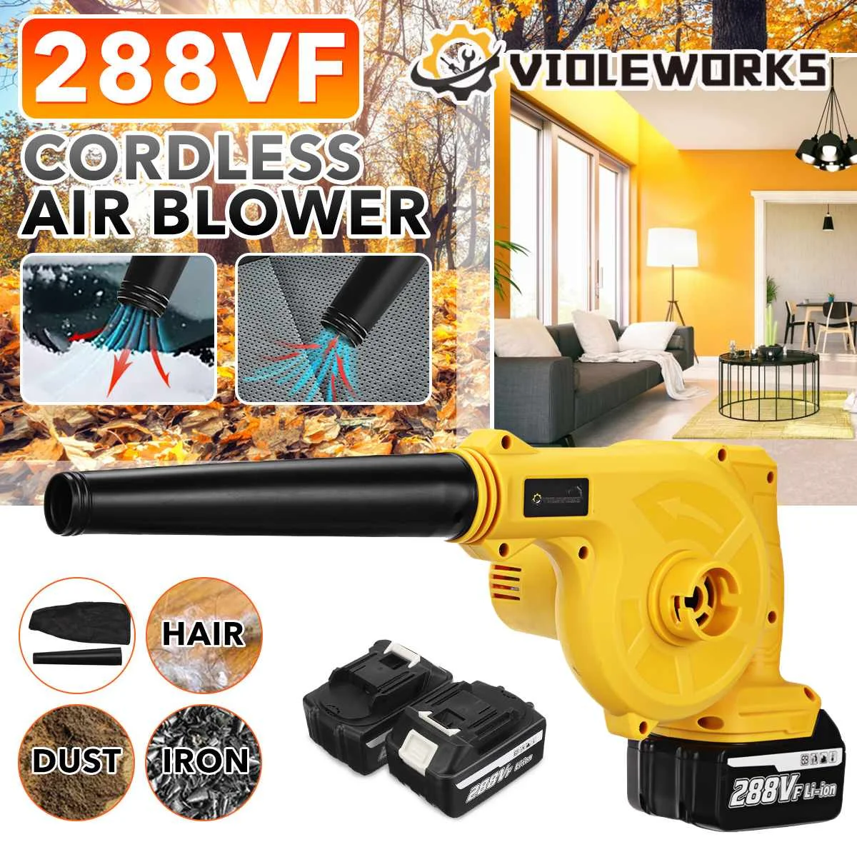 Ventilador de ar Soprador de Limpeza a Vácuo Coletor de Poeira para Makita 288vf sem Fio Elétrico Soprando Sucção Folha 18v Bateria 1500w &