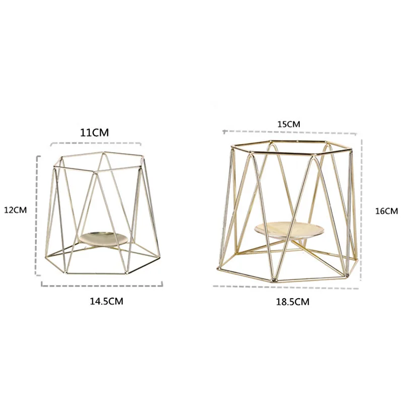 Железный геометрический подсвечник для дома отеля настольное украшение