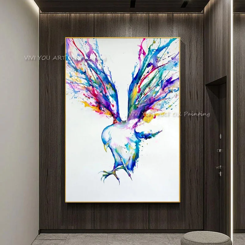 Abstract Wall Art Handpainted Oil Painting Beautiful Flying Birds Paintings on Canvas Modern Best Gift Pictures Home Decor | Дом и сад