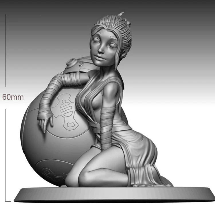 60mm Resin Model Kits Beauty Girl and Robot Unpainted No Color RW-143 | Sculpture
