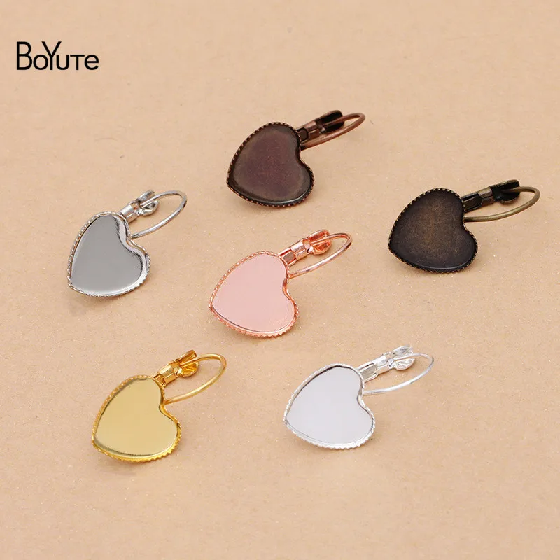 

BoYuTe (50 Pieces/Lot) Fit 12MM Heart Cabochon Earring Settings Blank Tray Base Diy Jewelry Accessories Wholesale