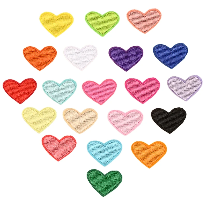 

20Pcs Assorted Colors Cute Mini Heart Sew/Iron On Appliques Embroidery Patches Badges Garment Embellishments for Clothing