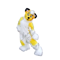 custom fox dog mascot costume yellow long plush fursuit suit with feet easter advertisement cosplay walking doll animal clothing
