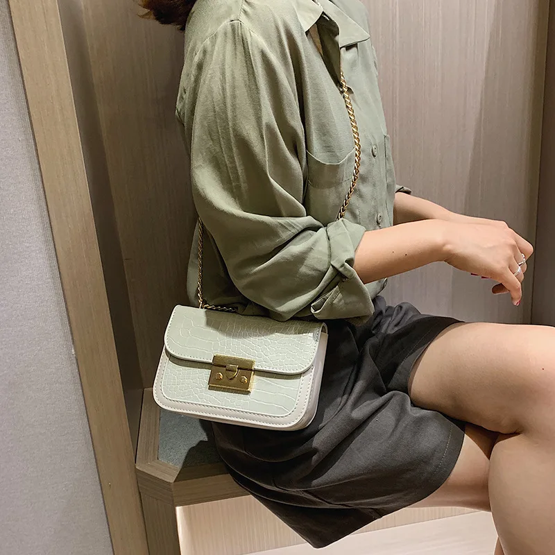 Маленькая сумка через плечо в стиле ретро с крокодиловым узором для женщин 2020