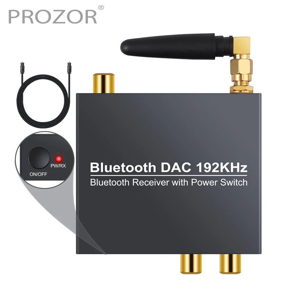 Цифровой аналоговый аудио преобразователь PROZOR DAC с поддержкой Bluetooth коаксиальный
