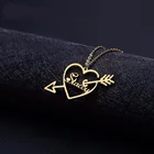Ожерелье с подвеской в виде сердца для женщин, Золотая стрела, ювелирные изделия на заказ, ожерелье с именем, персонализированные свадебные аксессуары из нержавеющей стали
