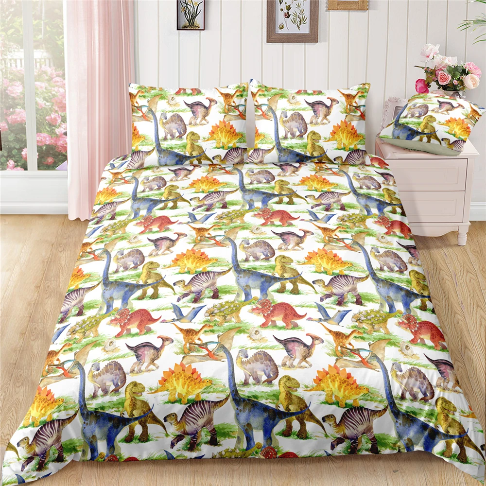 Детское постельное белье с принтом динозавра из мультфильма для мальчиков