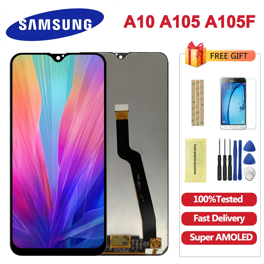 6,2 '' Супер Amoled ЖК-дисплей для samsung Galaxy A10 A105 A105F SM-A105F ЖК-дисплей с кодирующий преобразователь сенсорного экрана в сборе