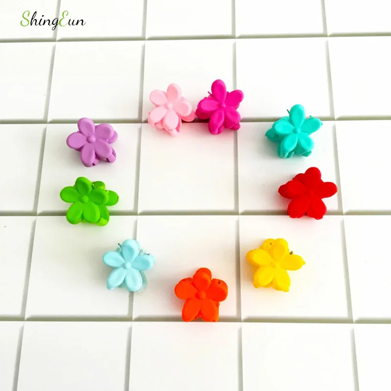 20 шт. Разноцветные Милые матовые маленькие цветочные мини заколки для волос