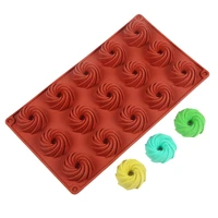 15 cavity silicone cake molds for baking dessert mousse new decorating moulds 3d diy spiral shape chocolate bakeware tool