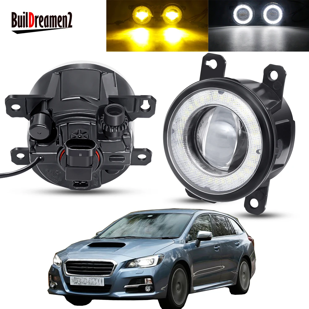 2 Pieces Car Front Bumper Angel Eye Fog Light Assembly For Subaru Levorg 2014-2019 LED Lens Fog Driving Lamp DRL 30W H11 12V