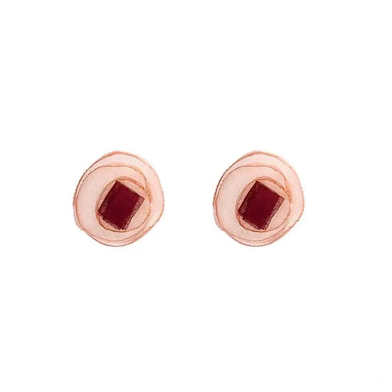 

Temperament new flower camellia earrings retro port style gentle wild simple fabric earrings women