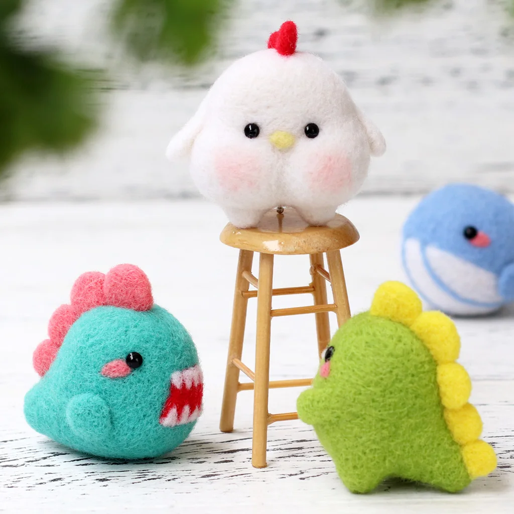 MIUSIE Needle Felting Kit Doll Wool Felt with Animal Eyes Finger Cots Instructions Non-Finished Accessorie Craft | Дом и сад